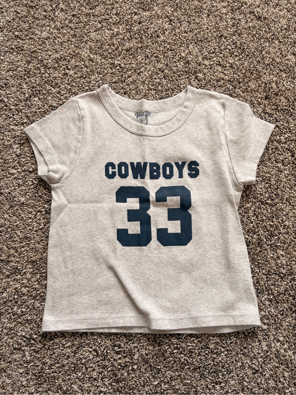 Brandy Melville Cropped Tee with Navy 'Cowboys 33' Print